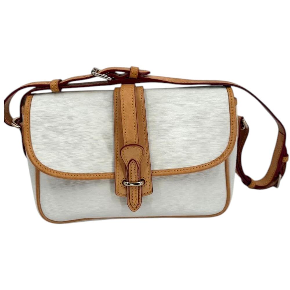 Vintage Dooney & Bourke White Leather Crossbody Bag British Tan Equestrian